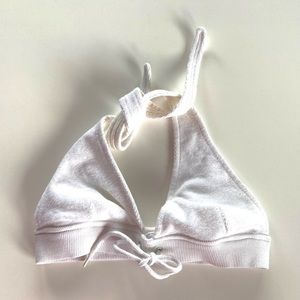 La Senza White Terry Halter Bikini Top